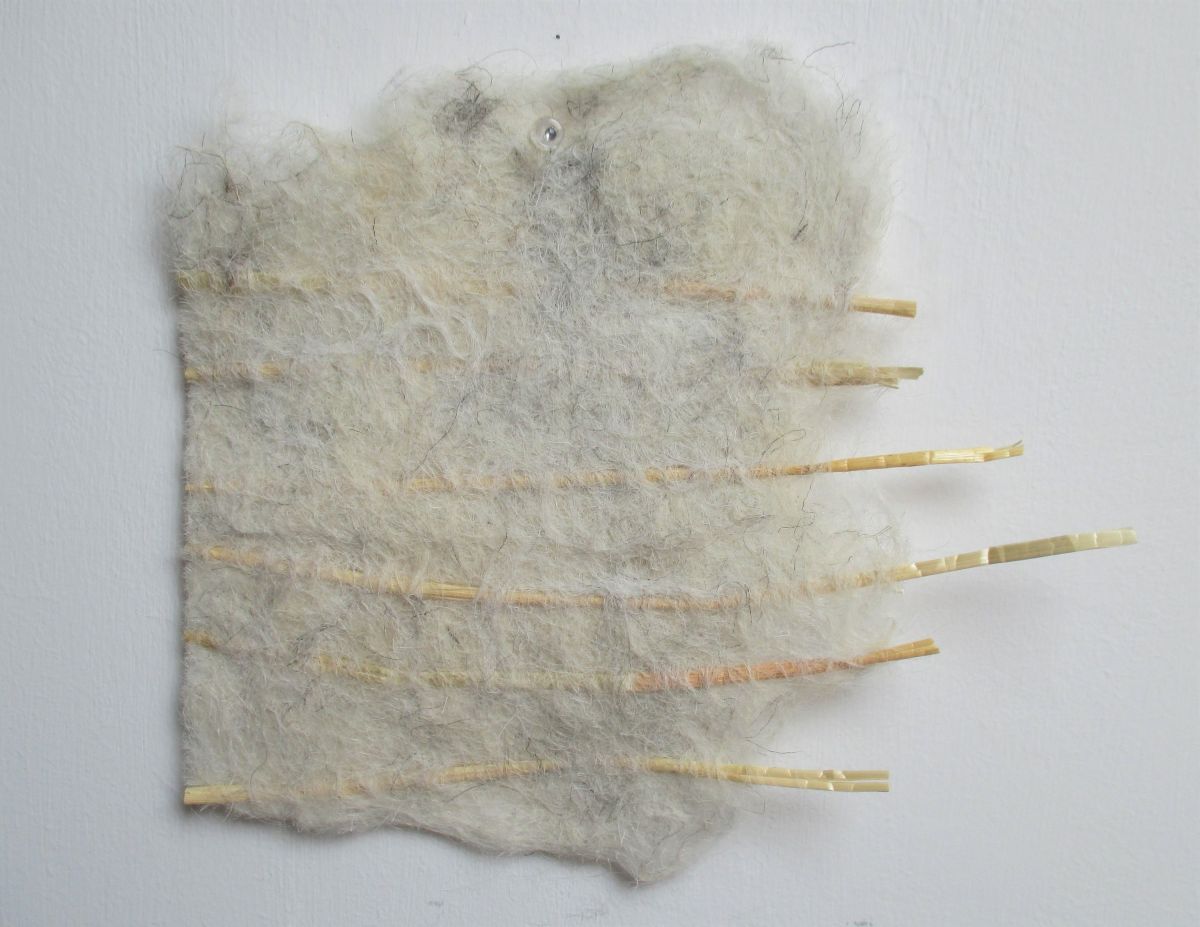 4 - Straw felted between natural white wool