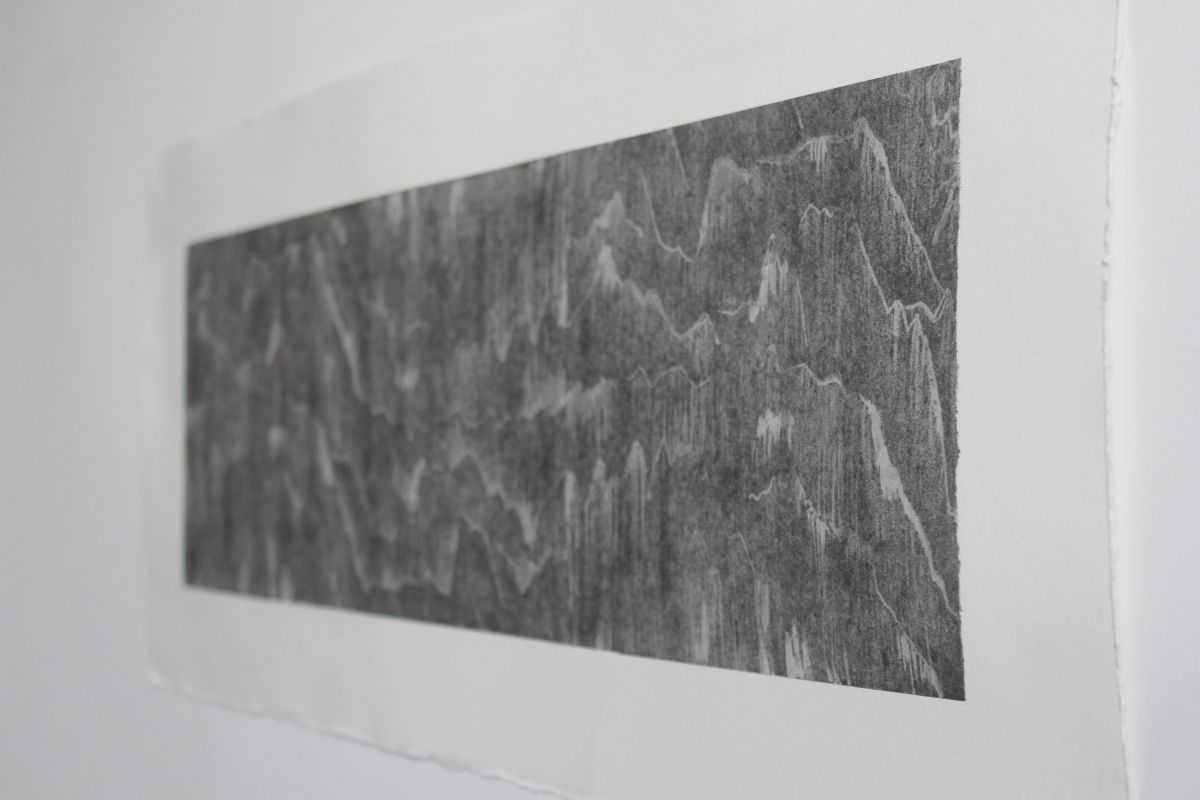 Image 1: Running water, Chine colle using washi paper, 68 x 28