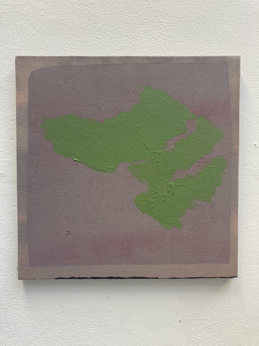 2. Annex, Acrylic, aerosol and emulsion on board, 45.2 x 45.4cm.