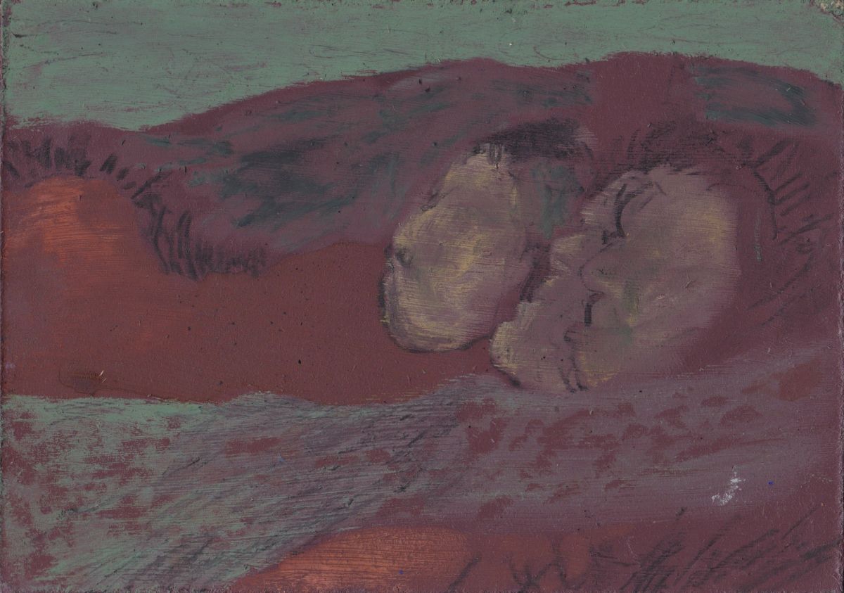 Áit Bheag, Ghlas (Little, Green Place)
Acrylic, oil pastel and charcoal on wood
14 x 20cm