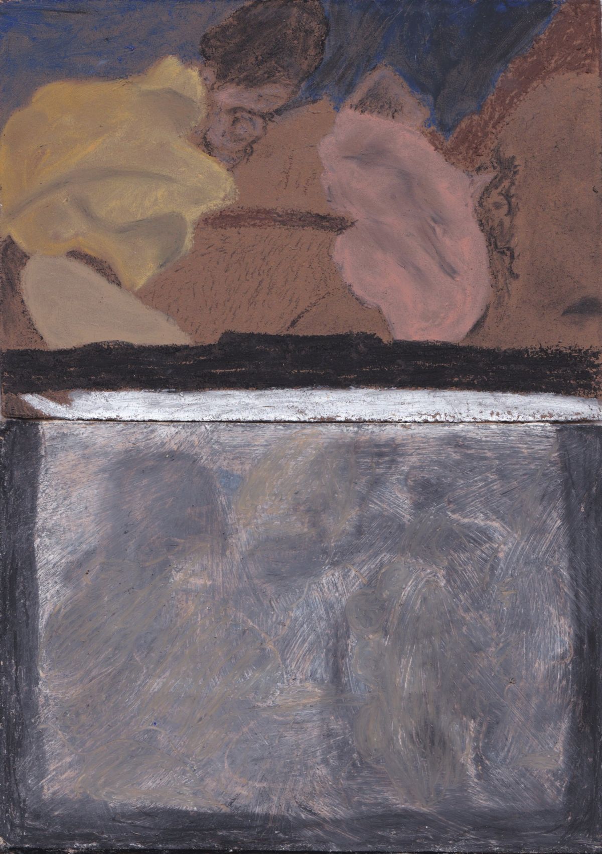 Féach Gach Treo (Look Bothways)
Acrylic, oil pastel and charcoal on wood
28 x 20cm