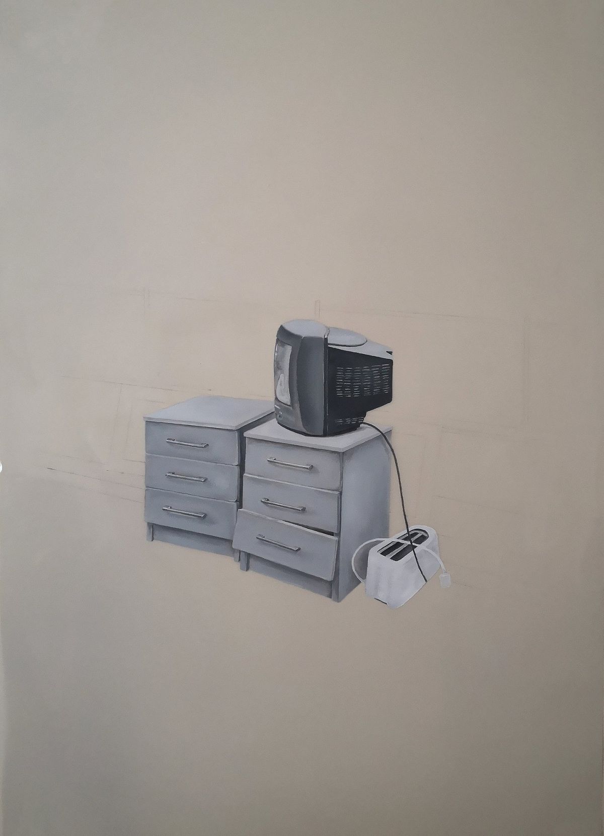 2 - Decluttering, Graphite and Oil on Mylar, 84.1 x 118.9 cm