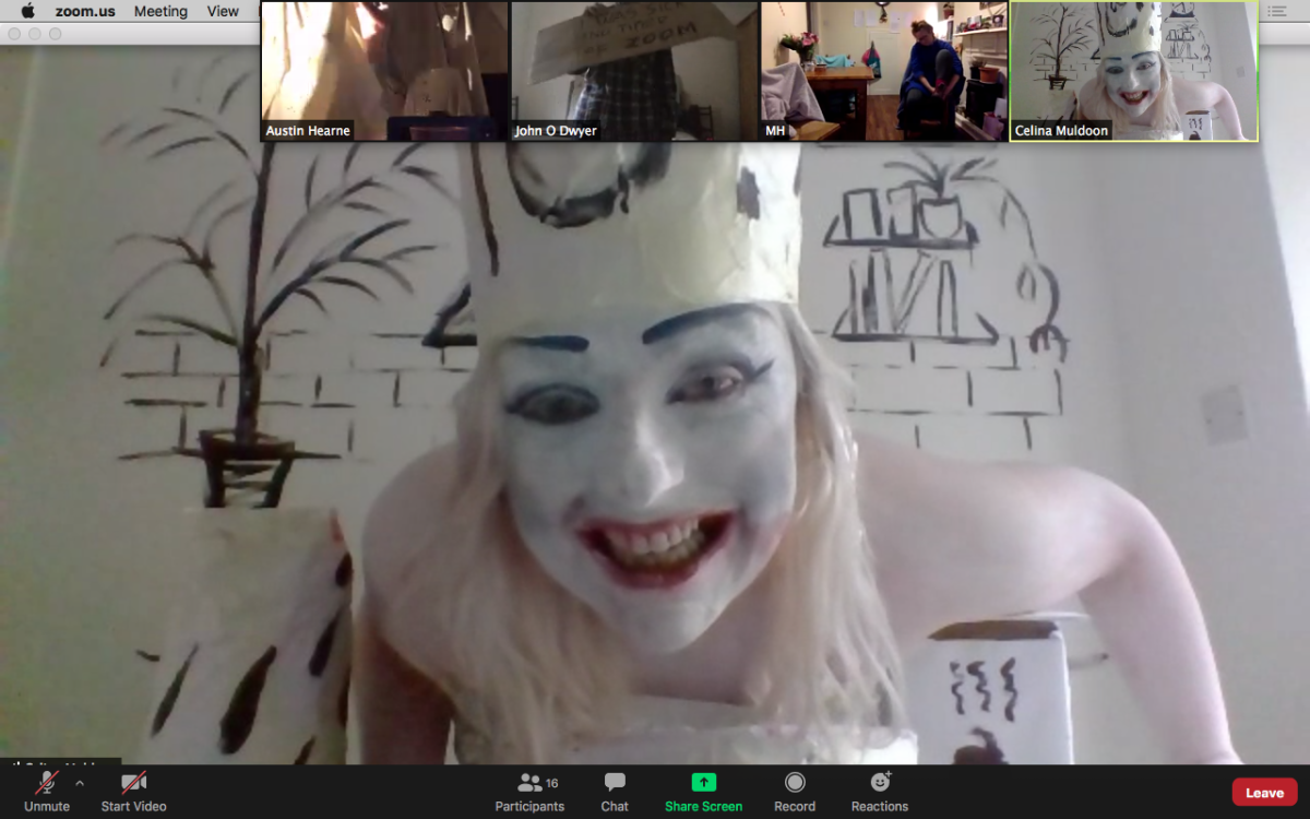 6. Celina Muldoon performing Final Cue via Zoom with collective Child Naming Ceremony as part of GFANA online.