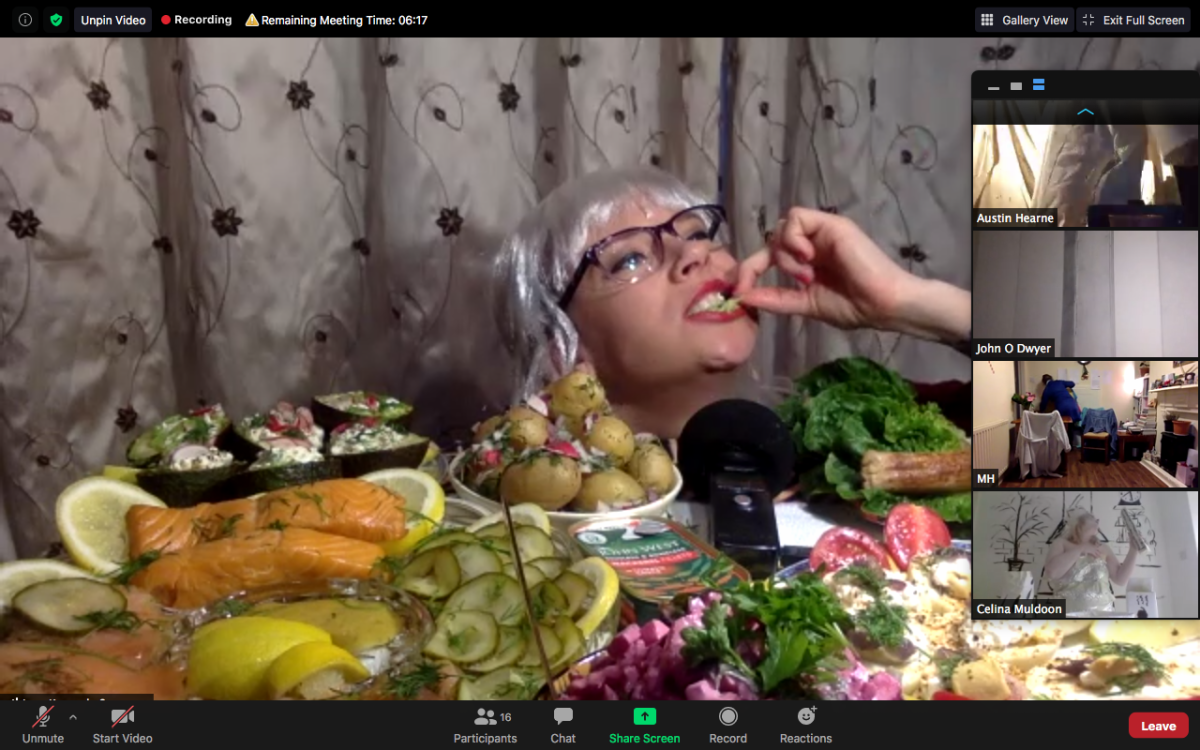 7. Ella Bertilsson performing Final Cue via Zoom with collective Child Naming Ceremony as part of GFANA online.