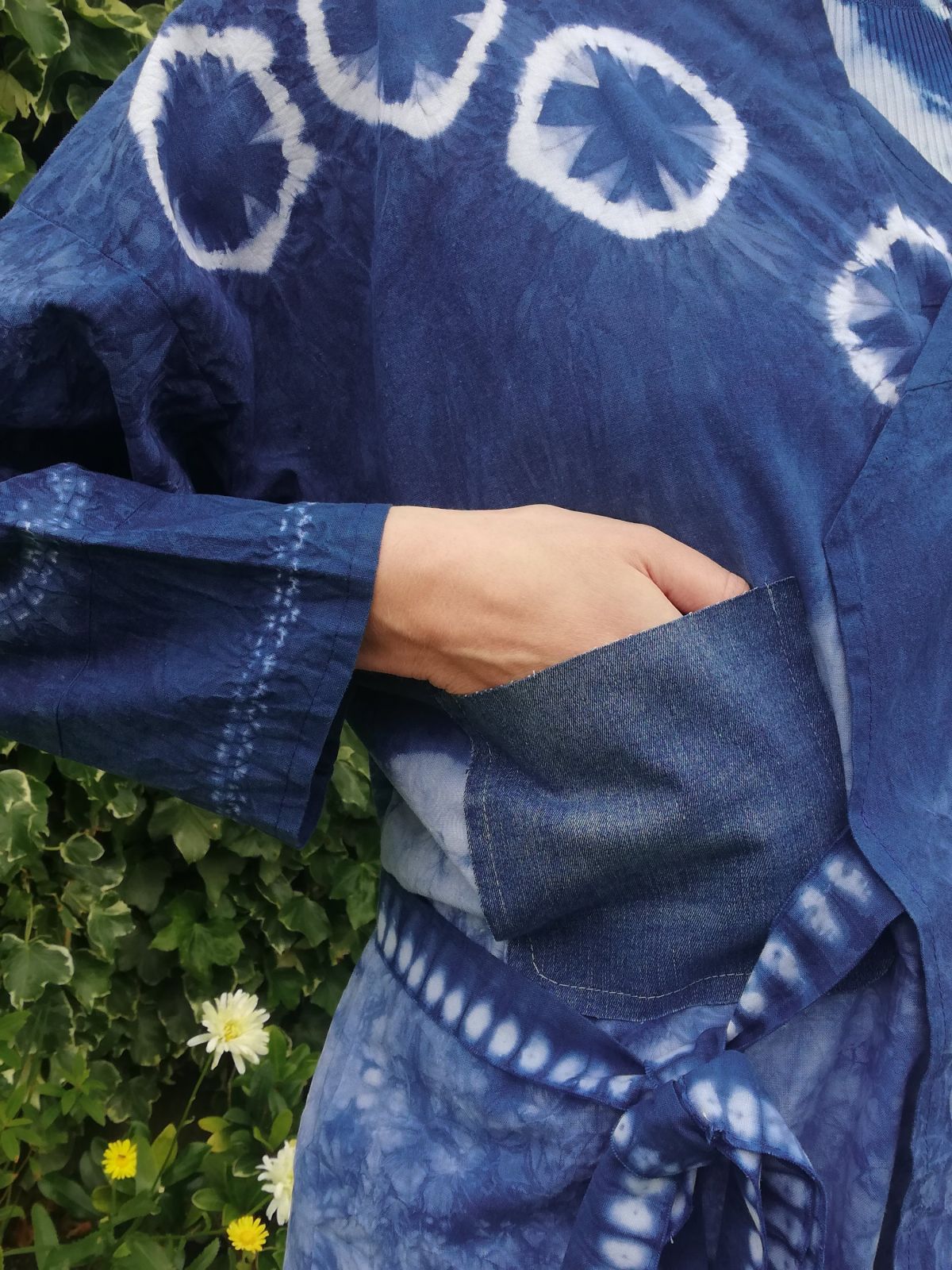 2 - Indigo-Dyed Cotton Shibori Workwear Overcoat with Denim Detail/Caoimhe Walsh
