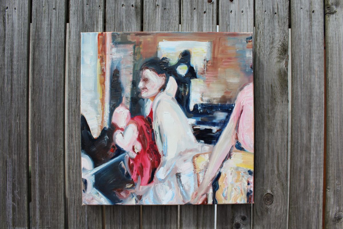 8 - caption for 8th image: The Living-room, 30 x 30 cm, Oil on Canvas , 2020. (200 euro)