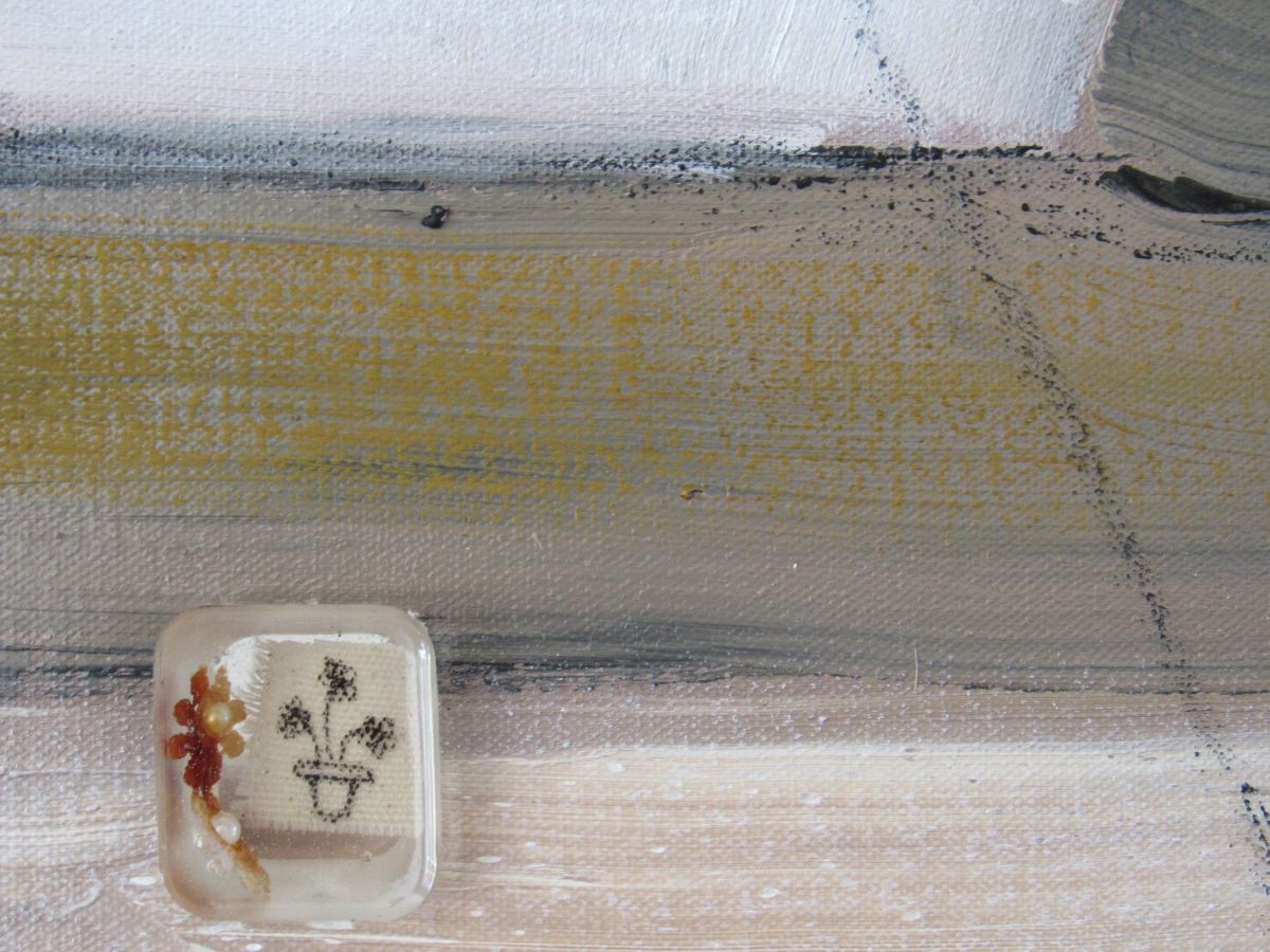 image 3- 'Flower Pot', chalk pastels, resin, oil on canvas. 40x60cm