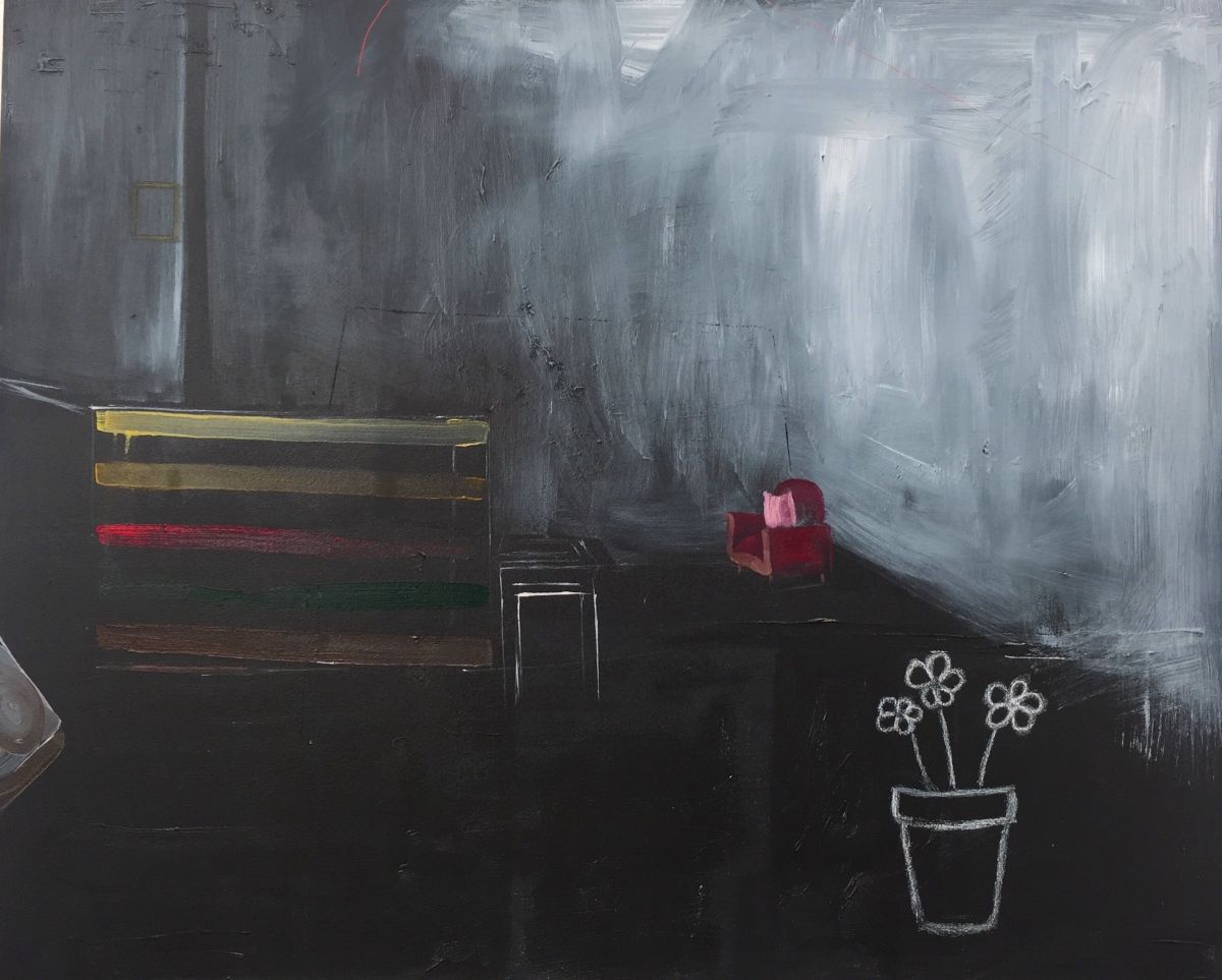 image 4- 'Playing Mams and Dads', chalk pastels, oil on canvas. 100x120cm