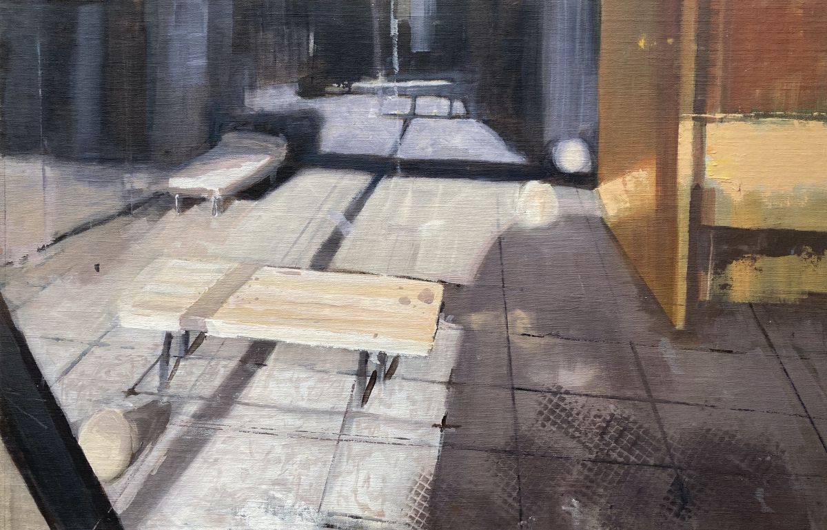 2. 'Blurred Boundaries'. Oil and Acrylic on linen on Board. 500mm x 700mm