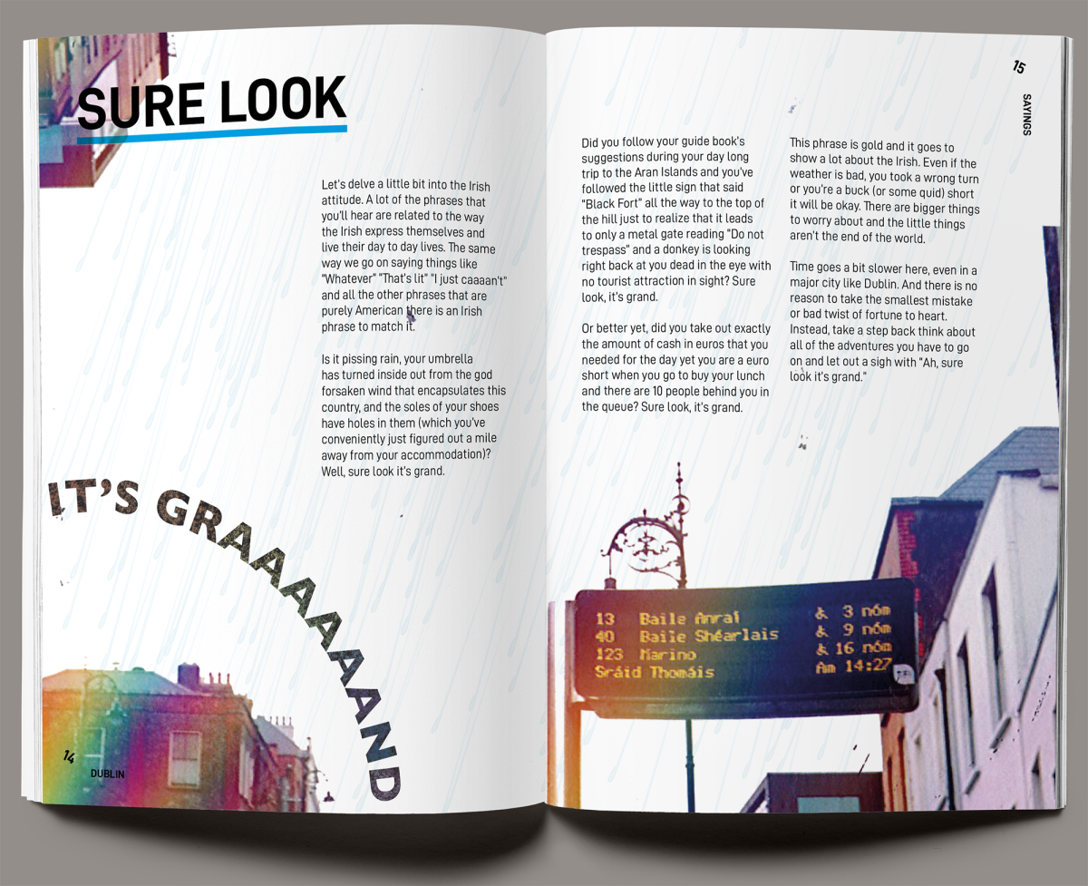 7- Spread from You Say Tomato I Say Tomatoe: A travel guide for American students entering Dublin for the first time