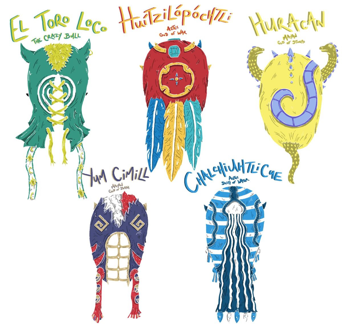 Image 9 - 'Gift of the Gods' Double-Sided Luchador Mask Prints by Cormac Delahunty - Front