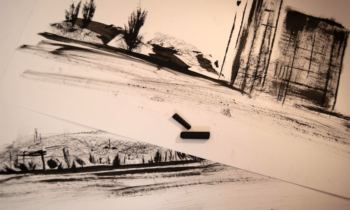 Charcoal and Ink Drawing