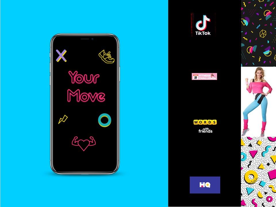 'Your Move' harnesses the power of friendly competition popular in apps like Tik Tok and Words With Friends, and the fun vibe of 80s aerobics.