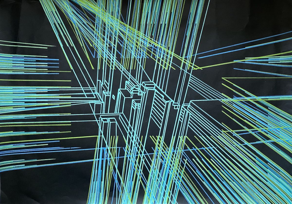 City Lines IV, paint marker (A2)