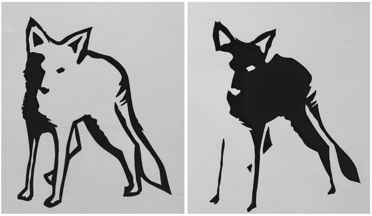 Fox I & II, diptych, cardboard cut-outs by hand (A5)