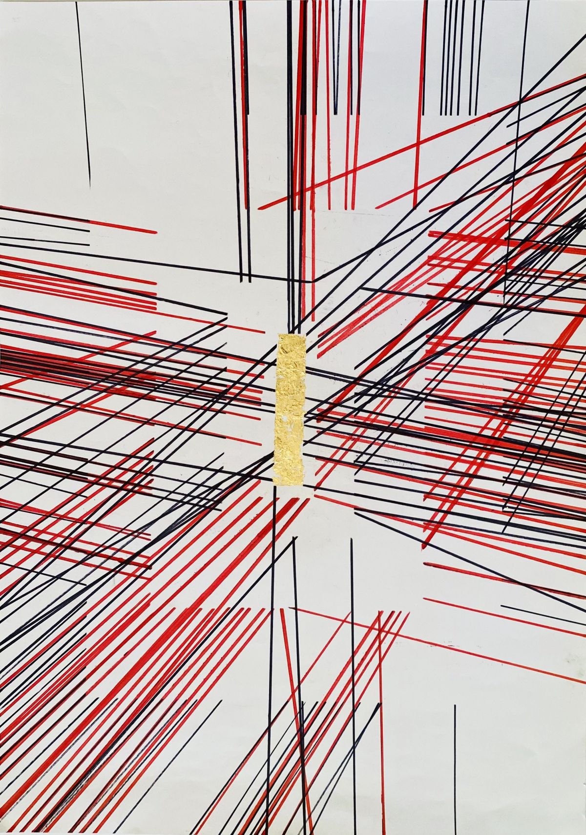 City Lines III, permanent marker and gold leaf (A2)