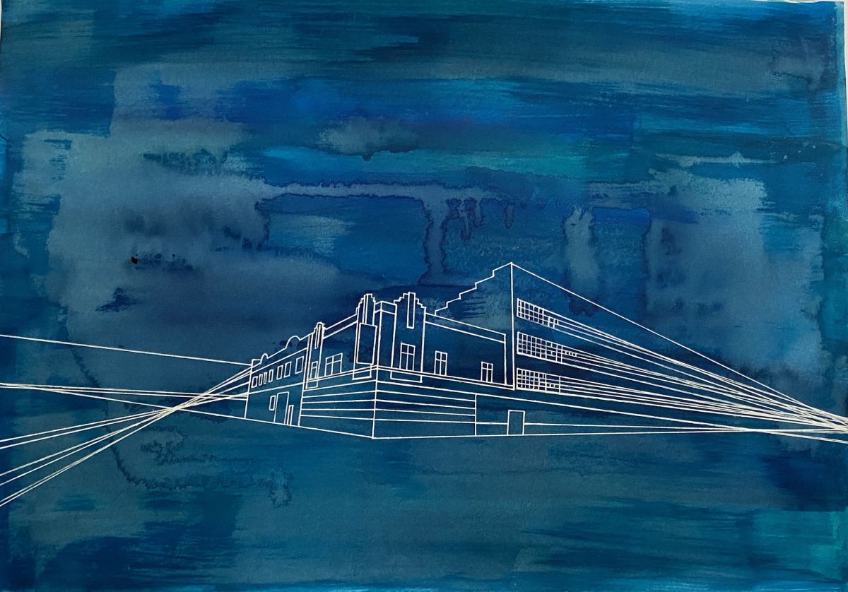 City Lines V, ink and white gel marker (A3)