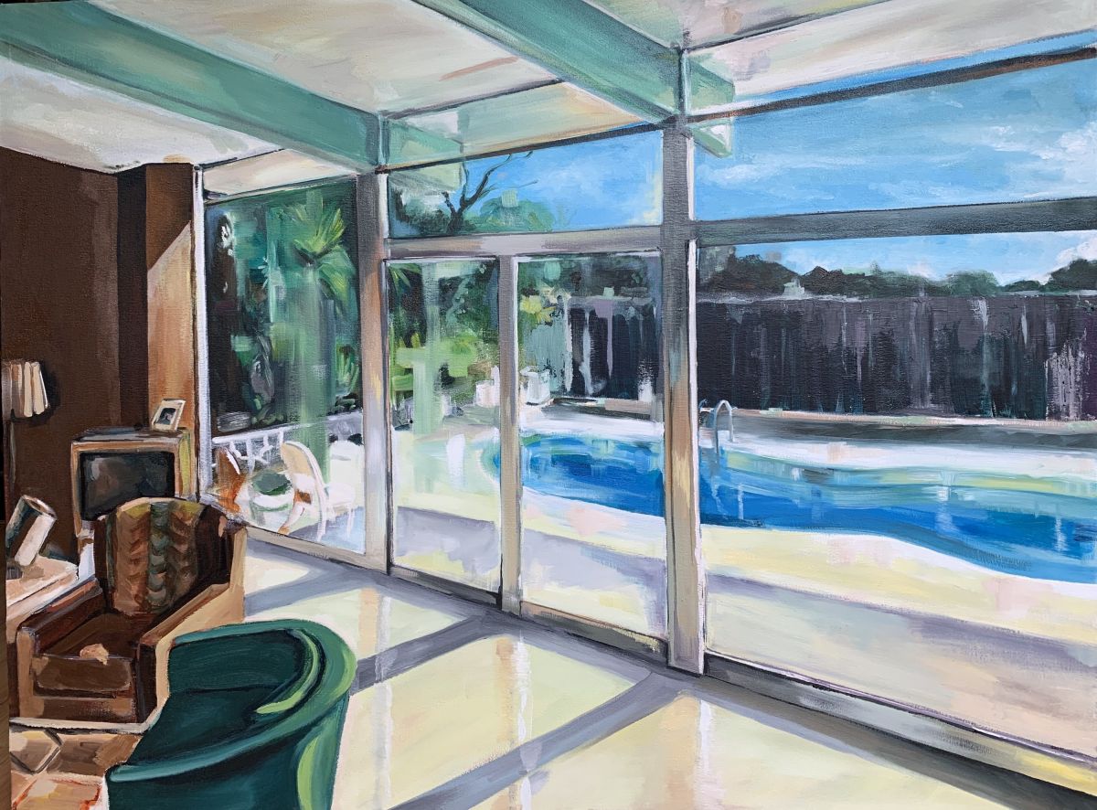 Caption: Painting 1:“It’s like a film set… except its real” Oil on canvas 110x85cm