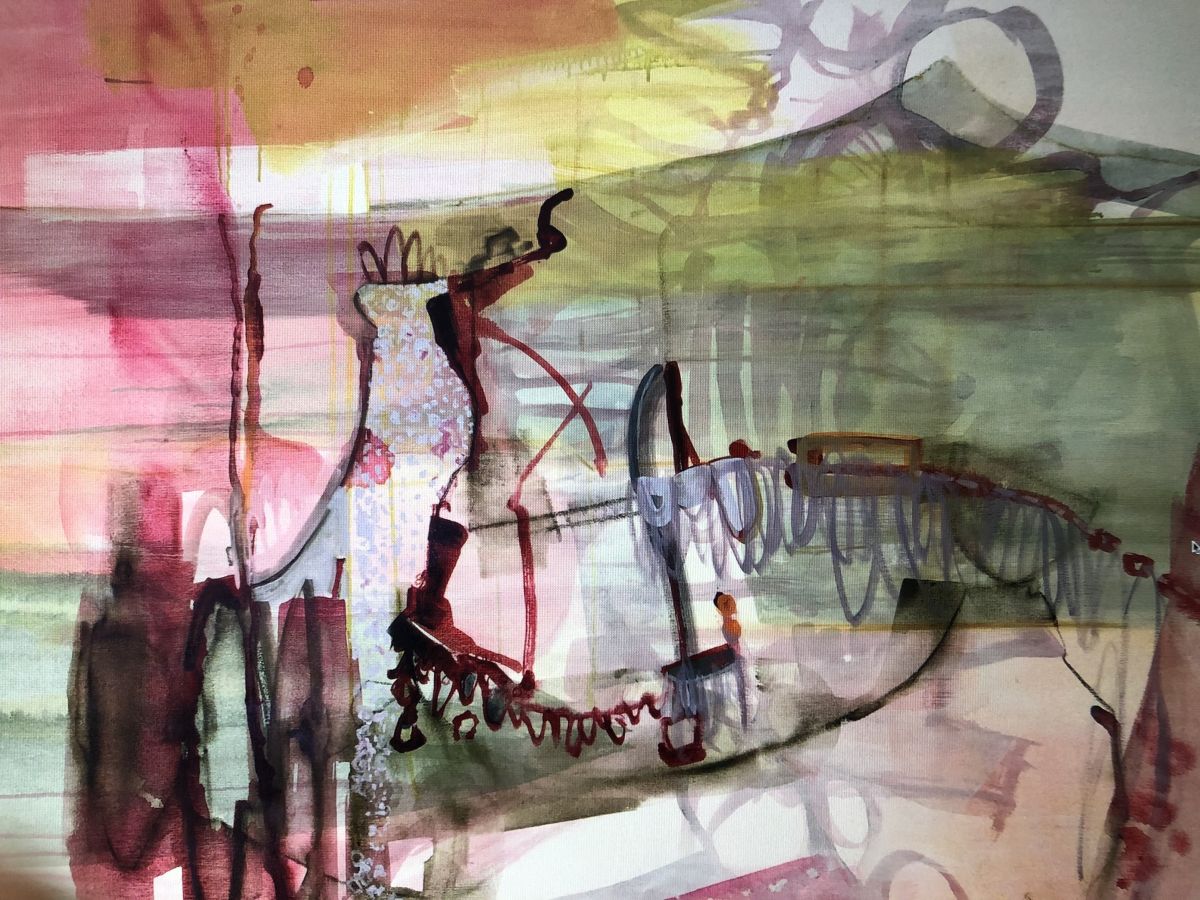 7. Unravelled. Ink and acrylic on canvas, 900 x 1200