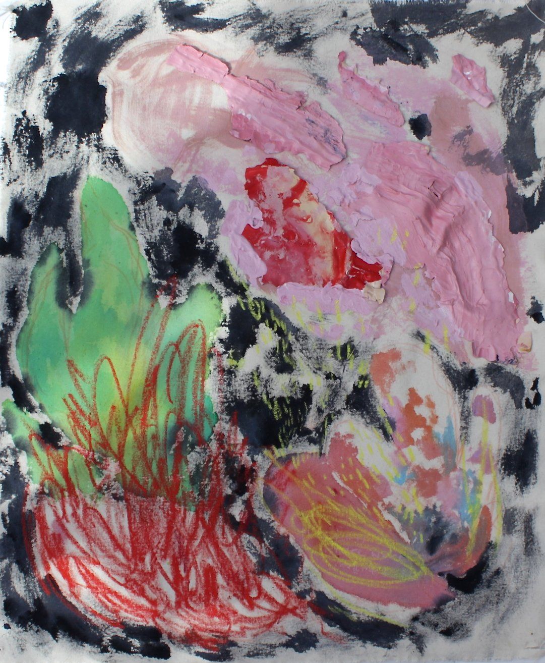8. This isn't the place, Acrylic and oil pastel on loose canvas, approx. 55 x 65cm