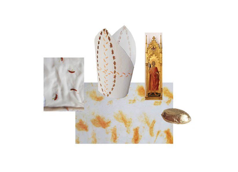 8. - Mitre design 3 - lily pollen dying and almond