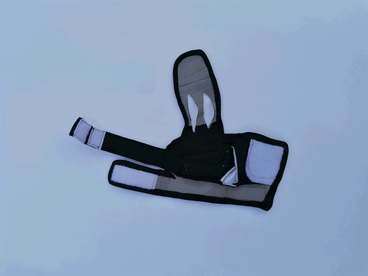 5- Demonstration of the initial application of the glove, to personally fit the user hand