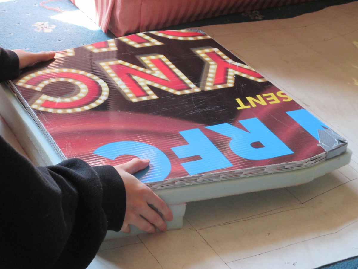 Checking corriboard and foam against pattern