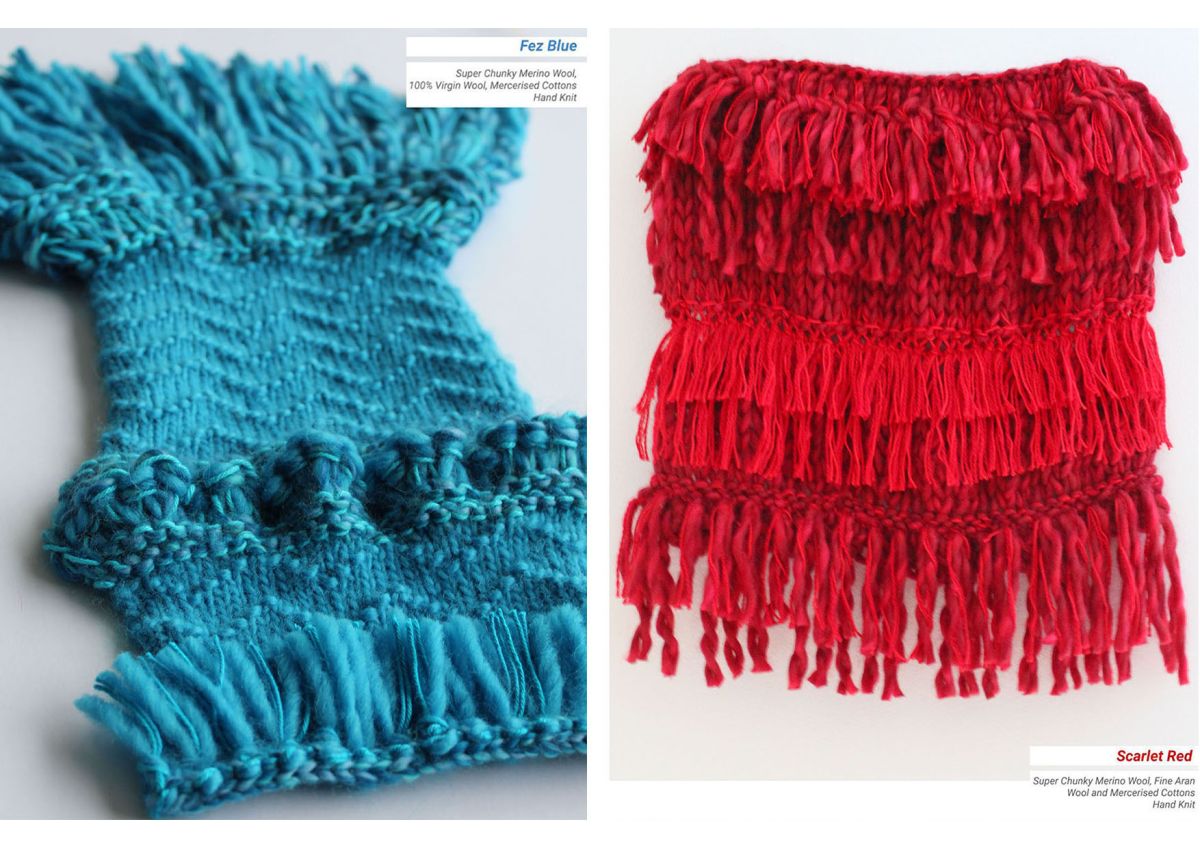 Fez Blue & Scarlet Red - Super soft chunky hand-knits